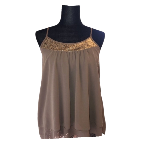 NEW Women's Mossimo Copper Green & Gold Petite Tank Top and Gold Sequined Maxi - Picture 5 of 9